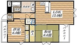 STムアナ 2LDKの間取図画像