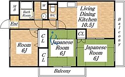 メゾン都 3LDKの間取図画像