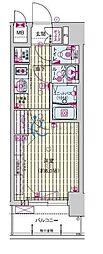 プレサンス鶴橋トレヴィエ 1Kの間取図画像