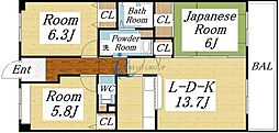 コレンテ 3LDKの間取図画像