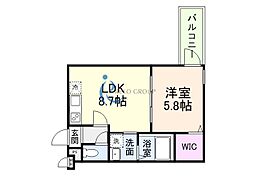 大阪市東住吉区鷹合1丁目アパート 1LDKの間取図画像