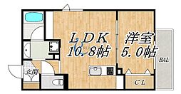 estageo北田辺 1LDKの間取図画像