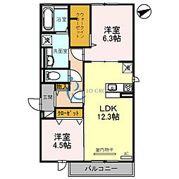 メゾンプレミール 2LDKの間取図画像