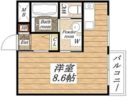 ウェルバート瓜破 1Kの間取図画像