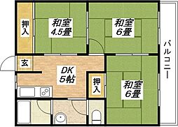 山福マンション 3DKの間取図画像
