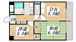 サンロイヤル 2DKの間取図画像