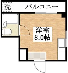 平野西シャルマン ワンルームの間取図画像