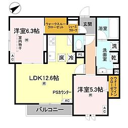 クラシスト勝山北 2LDKの間取図画像