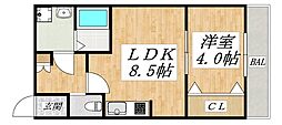 アッシュメゾン平野ウェスト2 1LDKの間取図画像