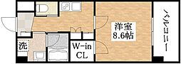 KAUNISHIRANO 1Kの間取図画像