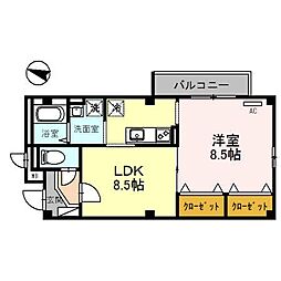 プランドール・ミノル 1DKの間取図画像
