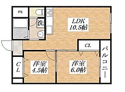 ブルーシャトー 2LDKの間取図画像