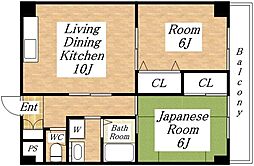 エムグランツ光陽 2LDKの間取図画像