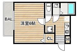 (仮称)REGIA衣摺 A棟 1Kの間取図画像