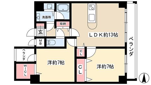 SK BUILDING-10 ｜愛知県名古屋市中村区大正町1丁目(賃貸マンション2LDK・6階・60.57㎡)の写真 その2