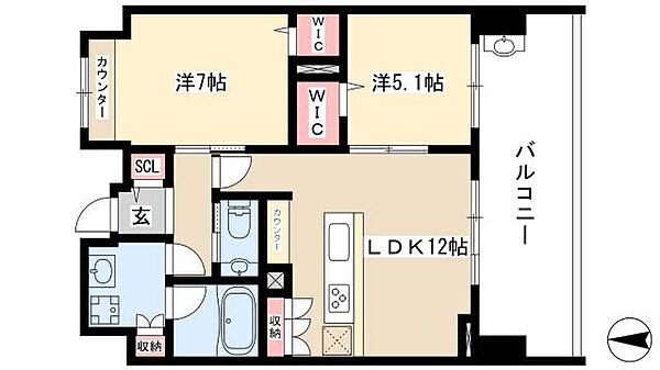 メルカーサ泉 ｜愛知県名古屋市東区泉1丁目(賃貸マンション2LDK・10階・58.75㎡)の写真 その2