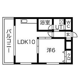 R-COURT泉 4階1LDKの間取り