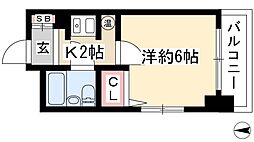 セザール鶴舞公園 5階1Kの間取り