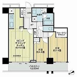 ヴィークタワー名古屋東別院 14階2LDKの間取り