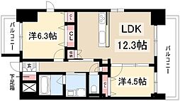 S-RESIDENCE亀島駅前blaze 5階2LDKの間取り