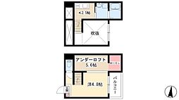 インフィニウム 2階1Kの間取り