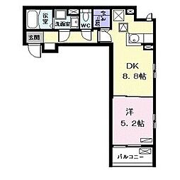 サニーフラット 1階1DKの間取り