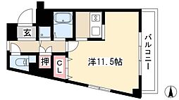 ライフステージ白壁II 6階ワンルームの間取り