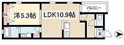 DEVELD荒中 1階1LDKの間取り
