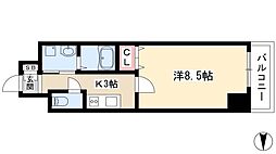 ウイステリア名城 5階1Kの間取り