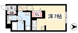 クレストタップ名古屋ウエスト 3階ワンルームの間取り