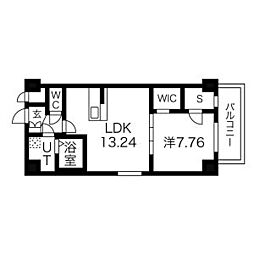 グランドソレイユ伝馬 9階1SLDKの間取り