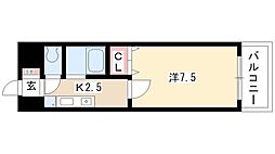 浅井ビル 3階1Kの間取り