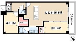 ロイヤルパークス千種 11階2LDKの間取り
