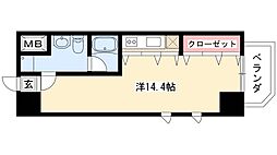 ベレーサ名駅ウエスト 5階ワンルームの間取り