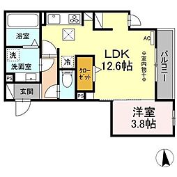 ドリーム庄内通 1階1LDKの間取り