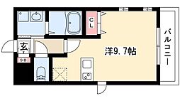 プレサンス新栄デコール 7階ワンルームの間取り