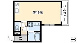 アビターレ新出来 3階ワンルームの間取り