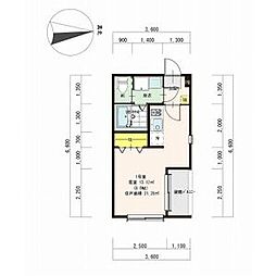シャルム名古屋 2階ワンルームの間取り