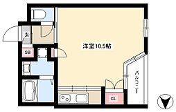 SPACE CUBE HONJIN 4階1Kの間取り
