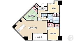 アップルパレス丸の内 12階3LDKの間取り