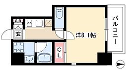 レジデンシア花の木 7階1Kの間取り