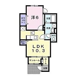 Ｍｏｎｔｅ　Ｏｒｏ II 1階1LDKの間取り