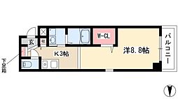 丸の内エンブルコート 7階1Kの間取り