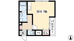 マリアロッソ天神山 4階ワンルームの間取り