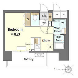 SHOKEN Residence名古屋太閤通 2階ワンルームの間取り