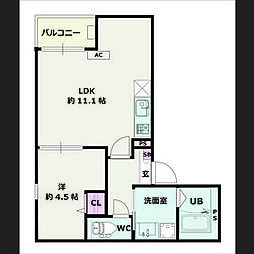 Jack aichiI 1階1LDKの間取り