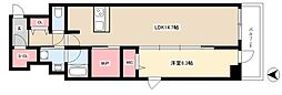 ロイジェント日吉 2階1LDKの間取り