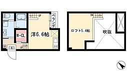 グルージャ黒門 2階ワンルームの間取り