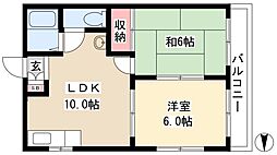 川口マンション 2階2LDKの間取り