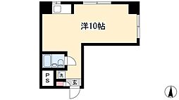 チサンマンション広小路 4階ワンルームの間取り